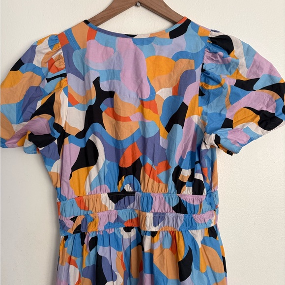 Anthropologie Somerset Blue Orange Abstract Spring Midi Dress Women’s Small EUC - Picture 9 of 10